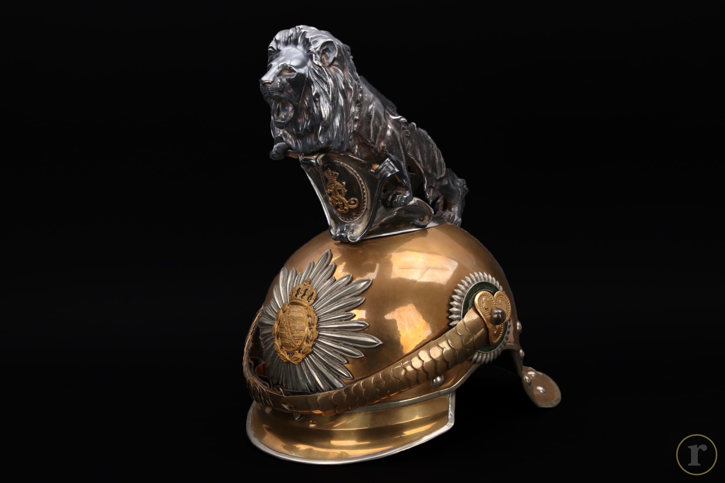 ratisbon's, Saxony - M1890 Gardereiter-Regiment officer's helmet with  M1907 parade lion
